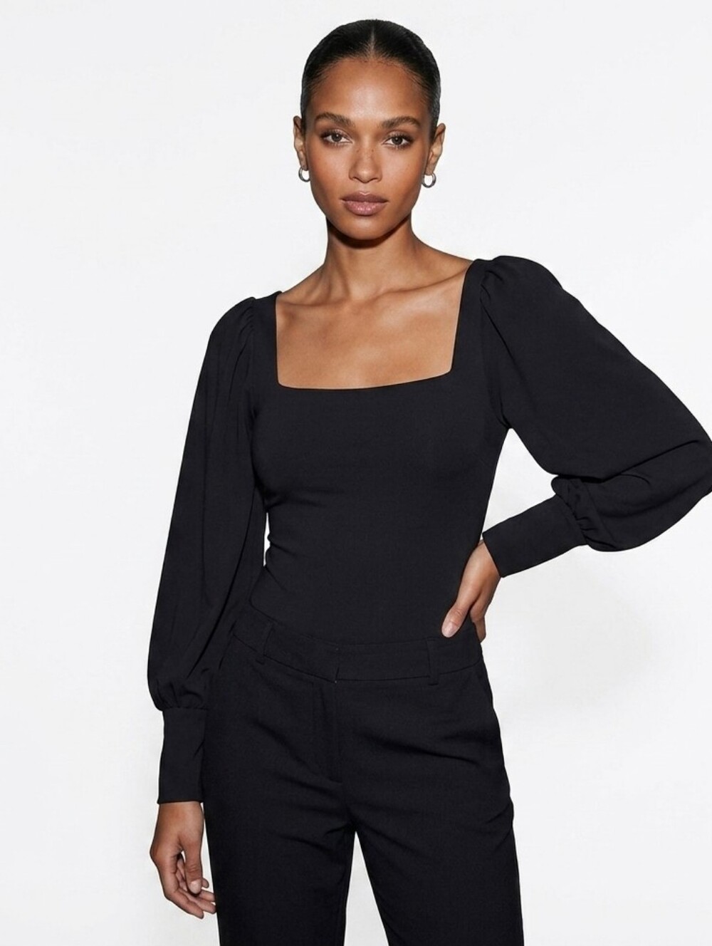 Heatherly  Black Shimmer LS Bodysuit Size Small